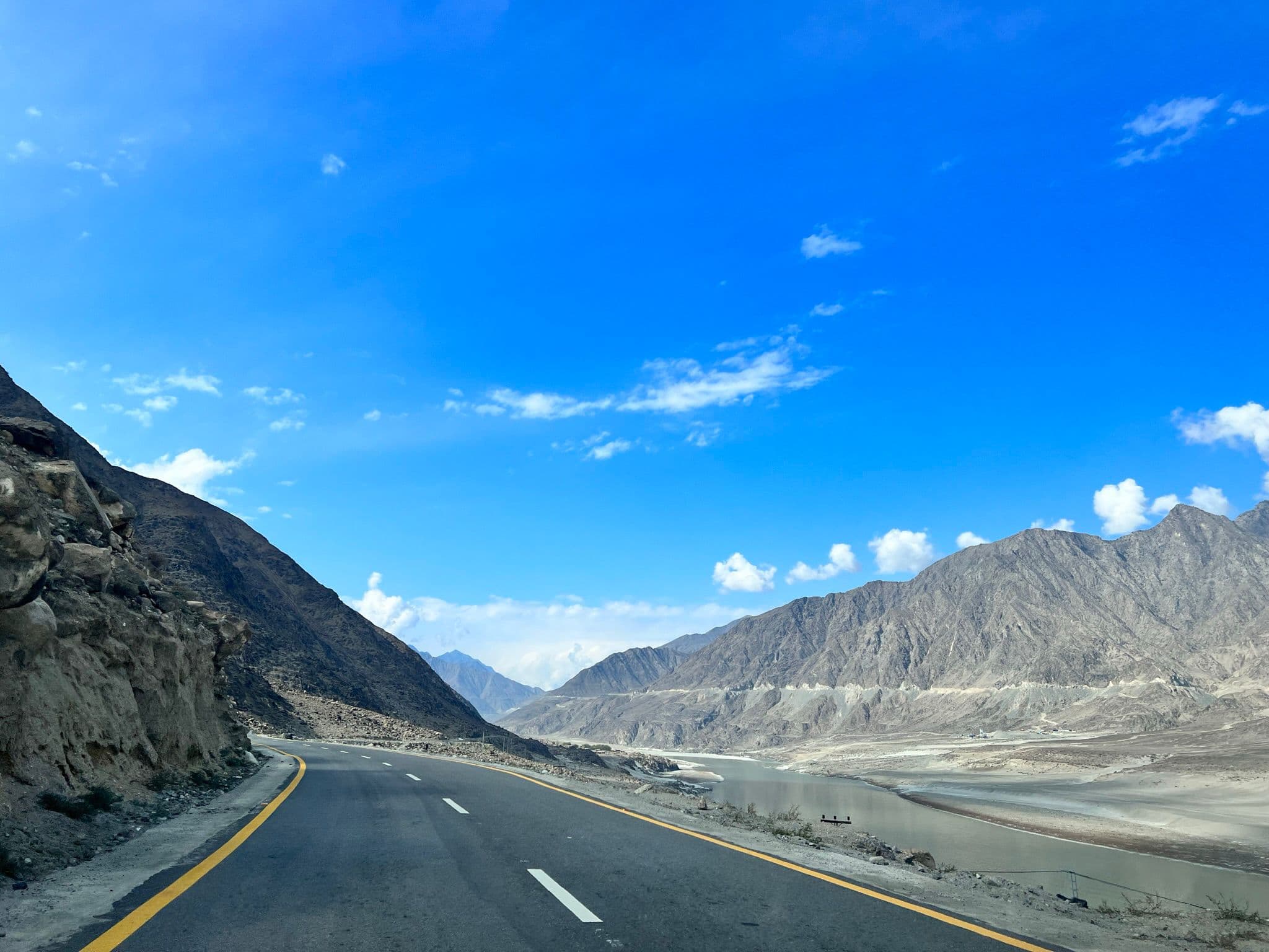 The Skardu road cut into rock above the Indus