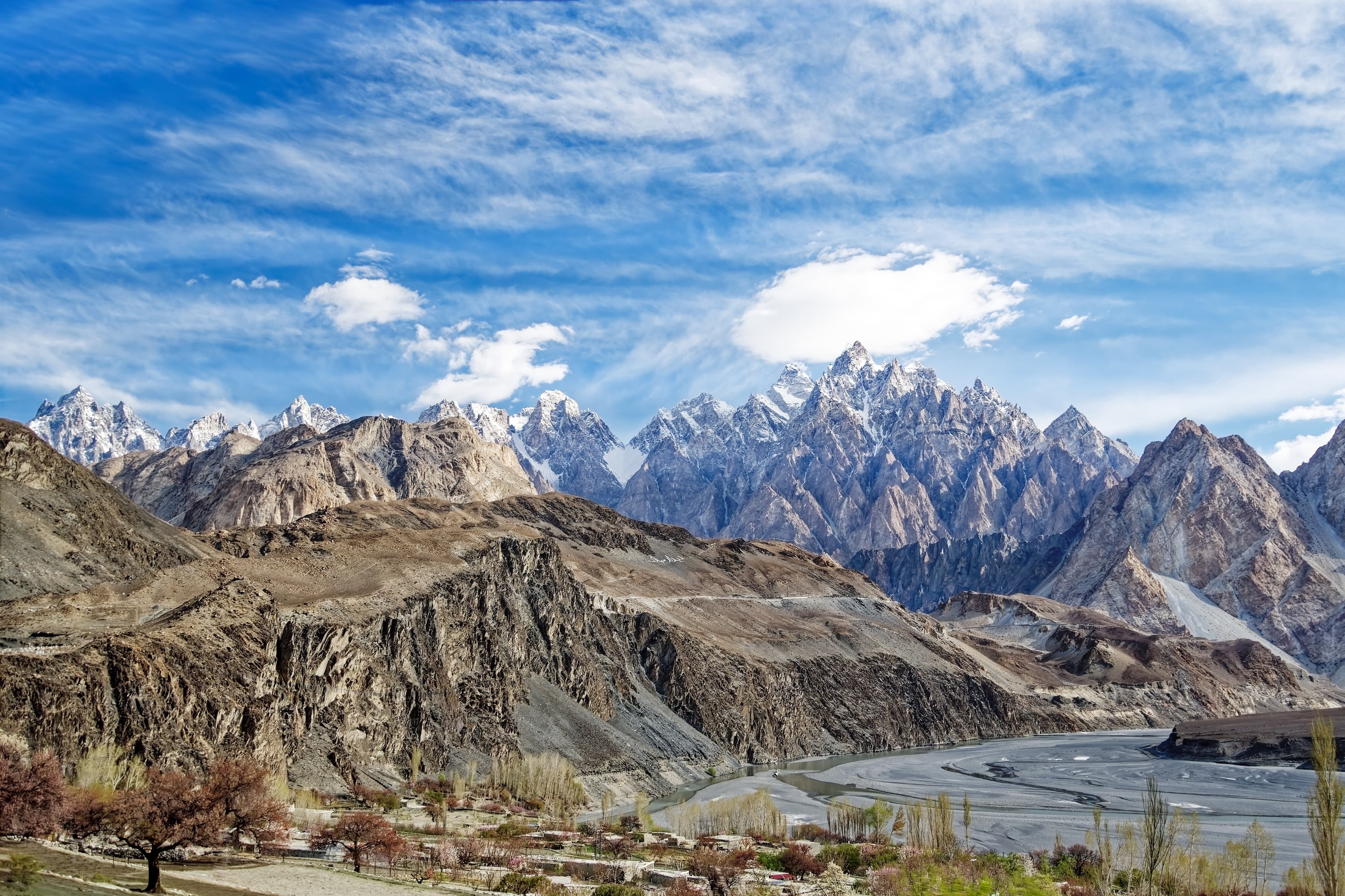 Snow on the terraces above Karimabad